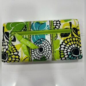 Vera Bradley lime floral tri-fold wallet
